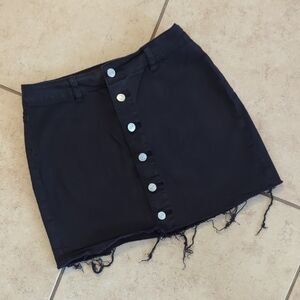 PacSun Black Button Down Cut Off Denim Skirt - Size 27
